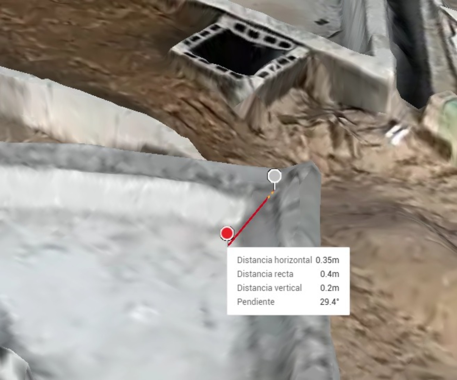 Hard Rock 3D model detail with slope measurement